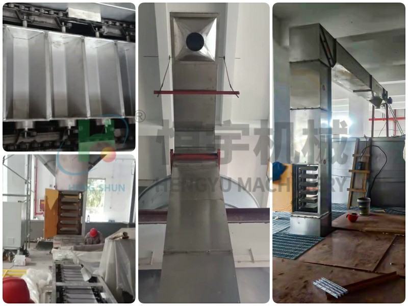 z型提升機的特點主要集中在，提升物料破碎率低，機身封閉環保，產量大，組合形式靈活，一排多點卸料等。該設備目前已在各行業得到應用，耐火材料、醫藥化工、環保市政工程、食品五金等。~1